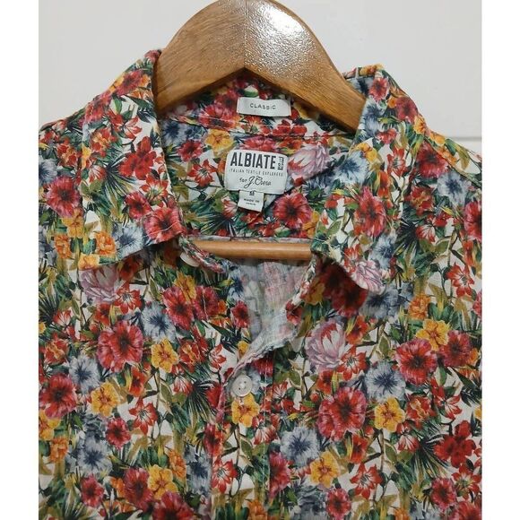 J crew mens medium ALBIATE 100% ITALIAN linen casual shortsleeve shirt green - Picture 3 of 8